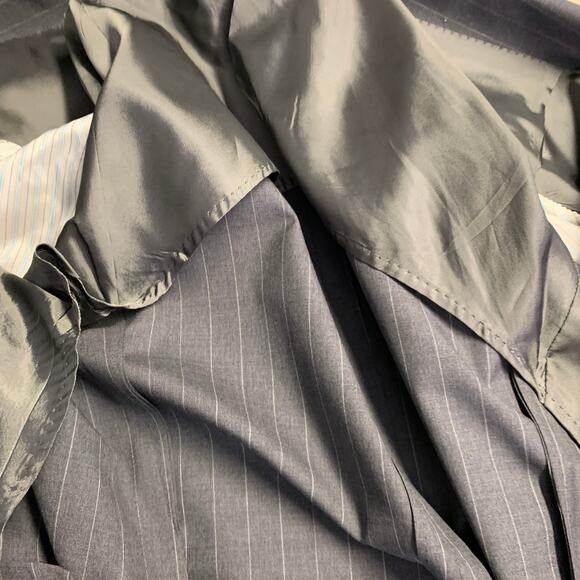 SARTORIO Size 44 Regular Grey Pinstripe Wool Notch Lapel Suit - Picture 10 of 14